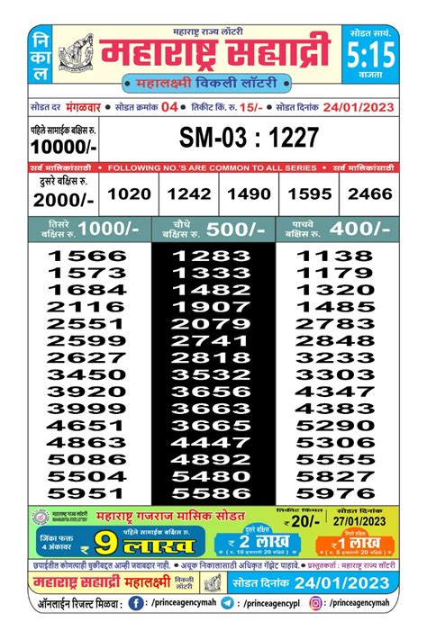 sahyadri lottery result today 5:15pm|Maharashtra 29.11.2023 Sahyadri Vijayalaxmi Weekly Lottery .